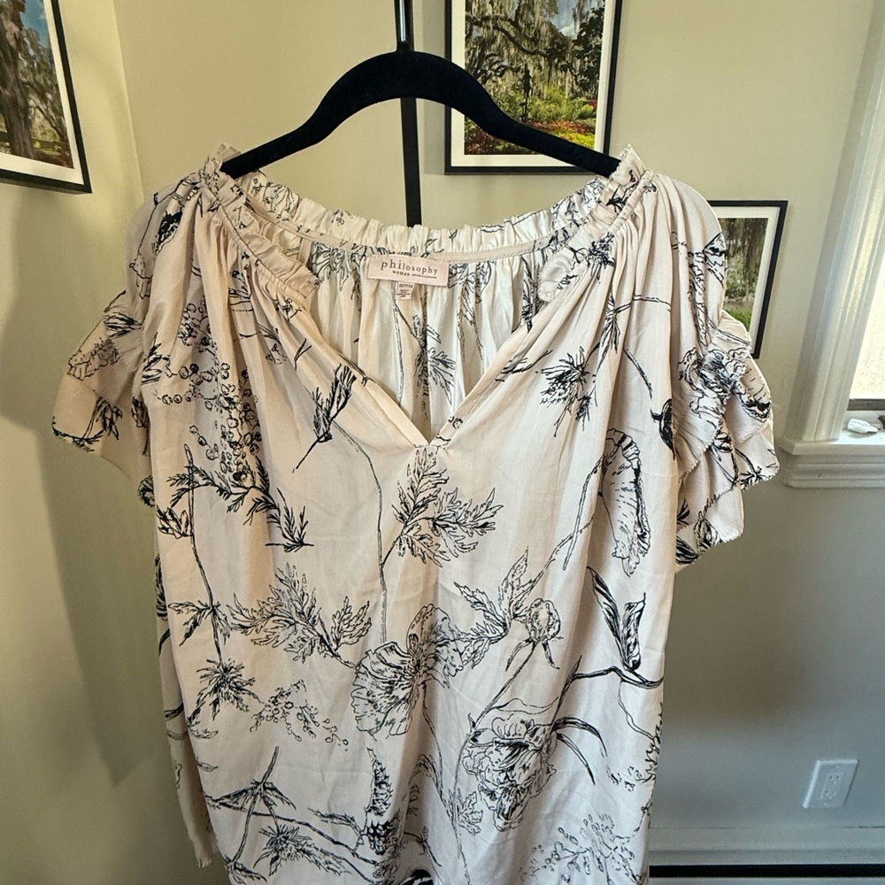 Philosophy Off-White and Black Botanical Blouse
